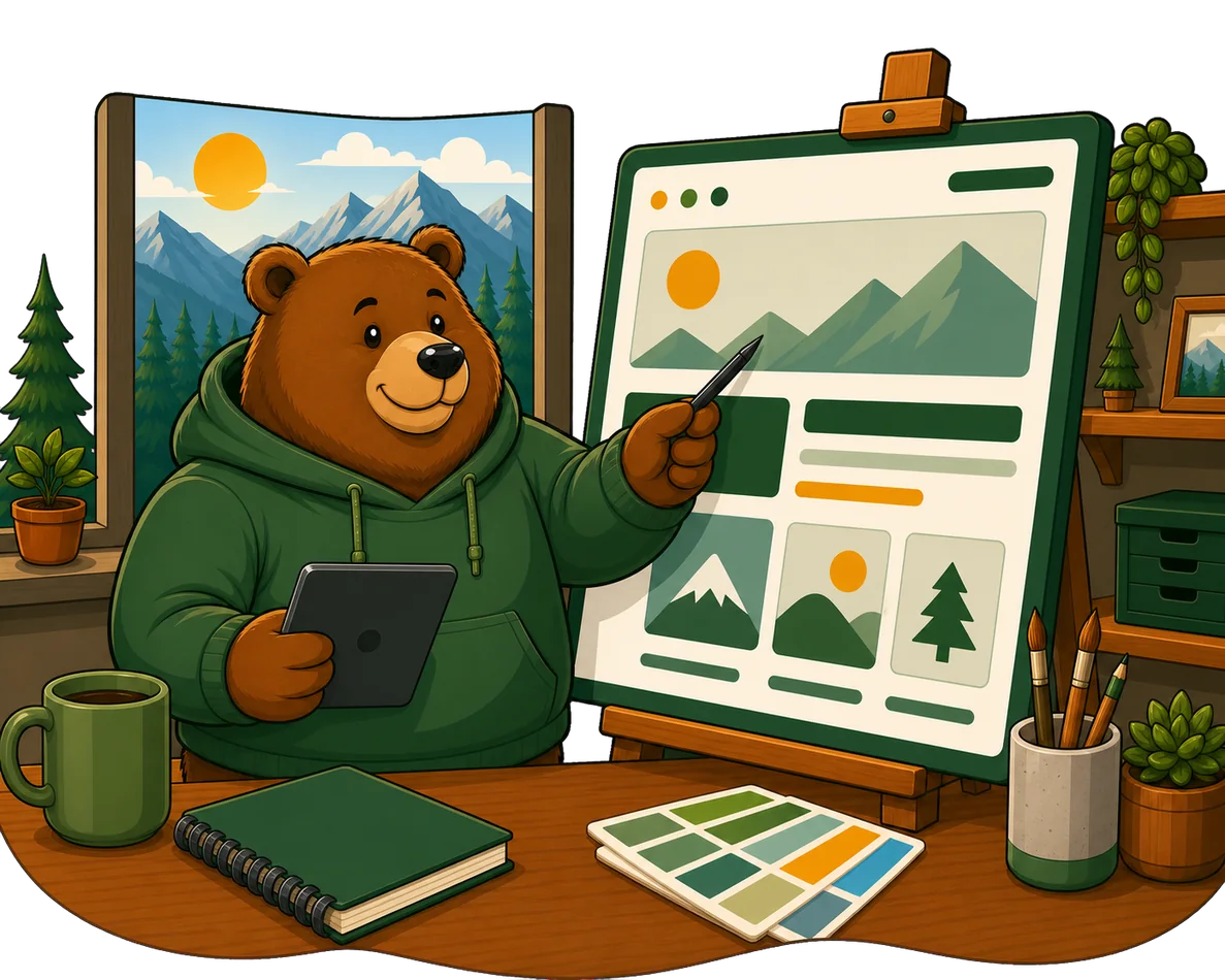 Kodiak bear designing a polished Northern Virginia business website